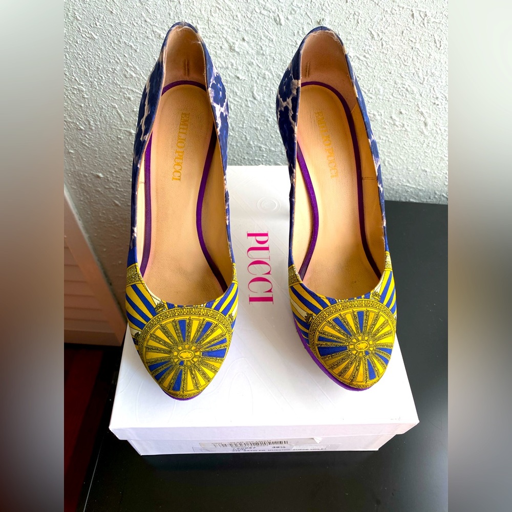 Emilio Pucci Satin Muschio- Suede Violet pump 39.5